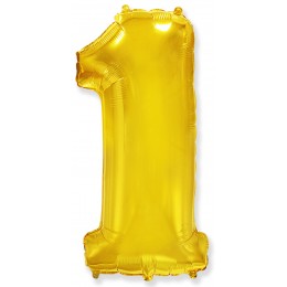 Воздушный шар Цифра 1, (40''/102 см), золото